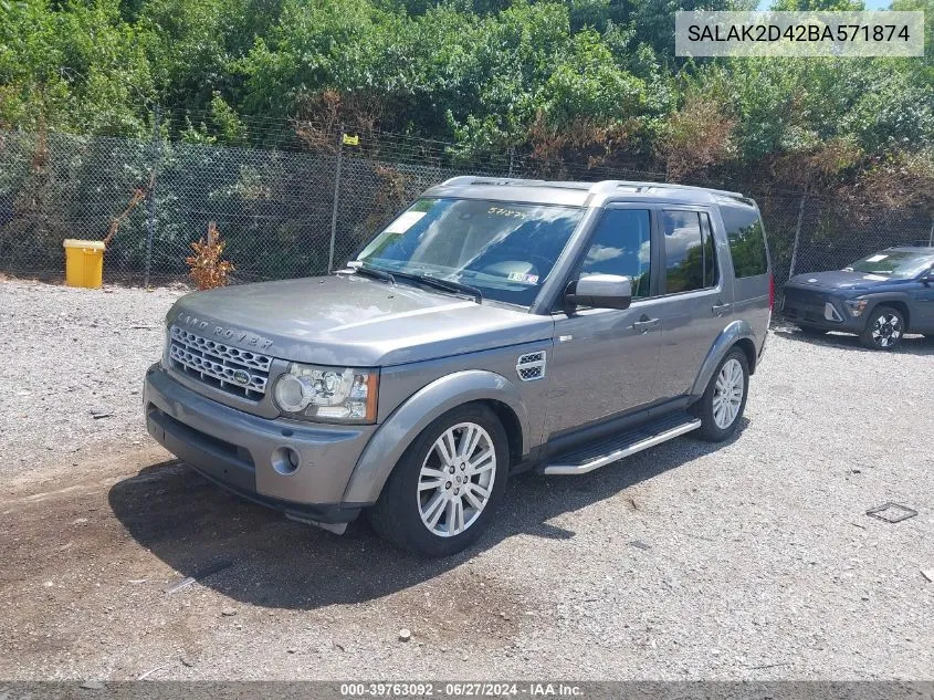 2011 Land Rover Lr4 VIN: SALAK2D42BA571874 Lot: 39763092