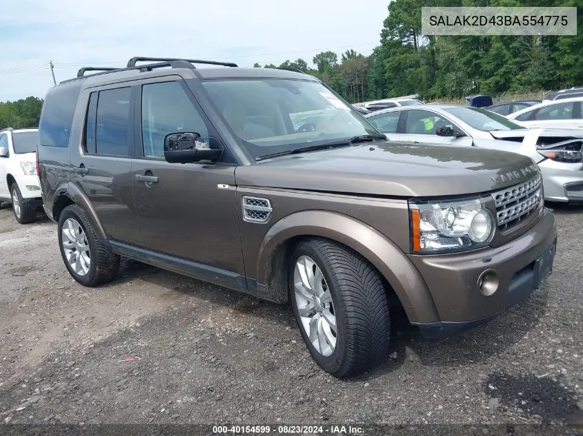 2011 Land Rover Lr4 VIN: SALAK2D43BA554775 Lot: 40154599