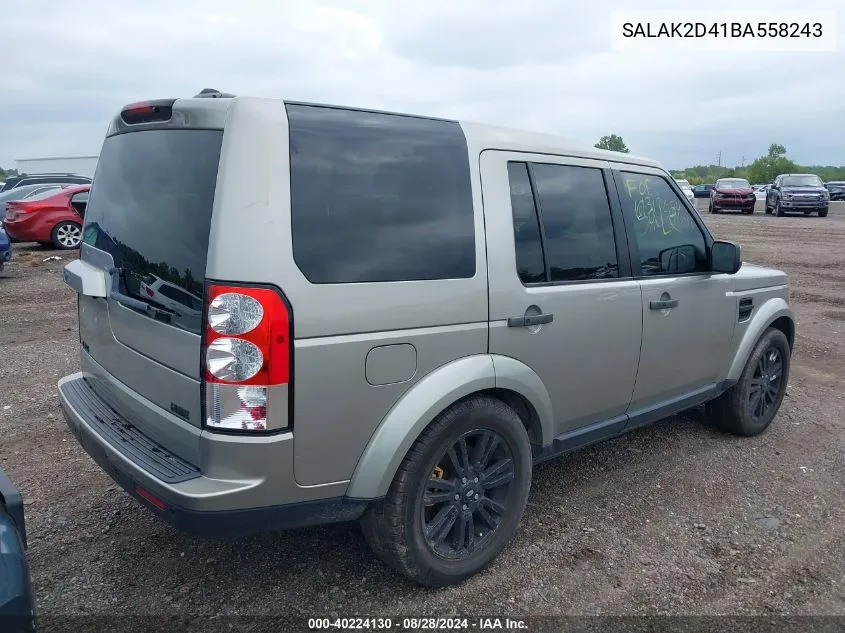 2011 Land Rover Lr4 VIN: SALAK2D41BA558243 Lot: 40224130