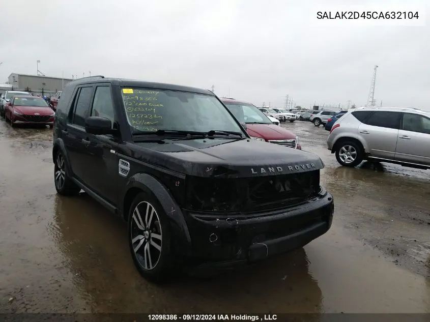 2012 Land Rover Lr4 VIN: SALAK2D45CA632104 Lot: 12098386