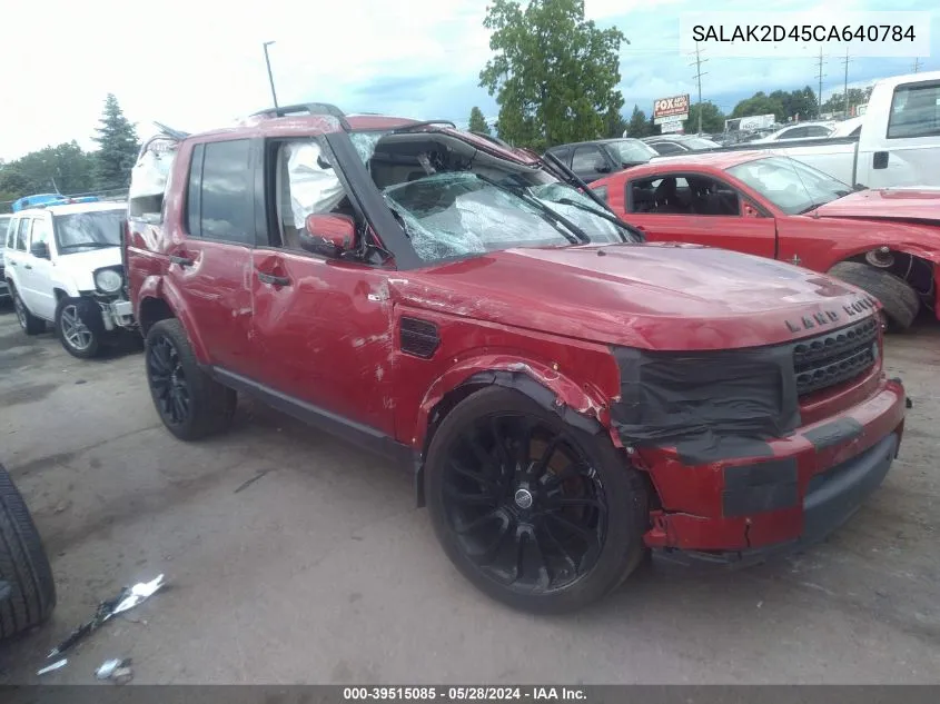 2012 Land Rover Lr4 VIN: SALAK2D45CA640784 Lot: 39515085