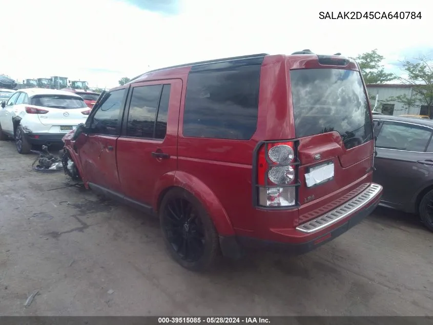 2012 Land Rover Lr4 VIN: SALAK2D45CA640784 Lot: 39515085