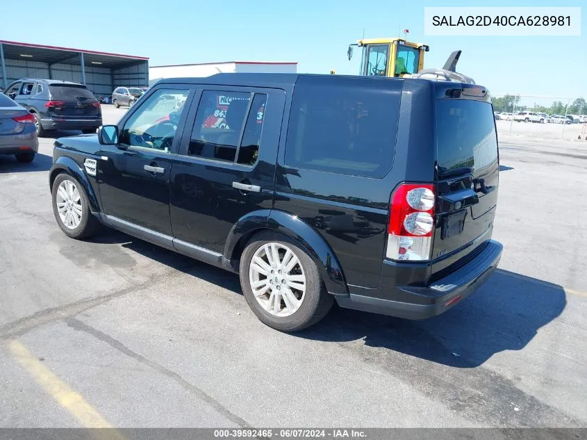 2012 Land Rover Lr4 VIN: SALAG2D40CA628981 Lot: 39592465