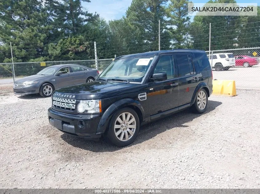 2012 Land Rover Lr4 VIN: SALAK2D46CA627204 Lot: 40277586