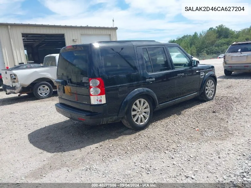 2012 Land Rover Lr4 VIN: SALAK2D46CA627204 Lot: 40277586