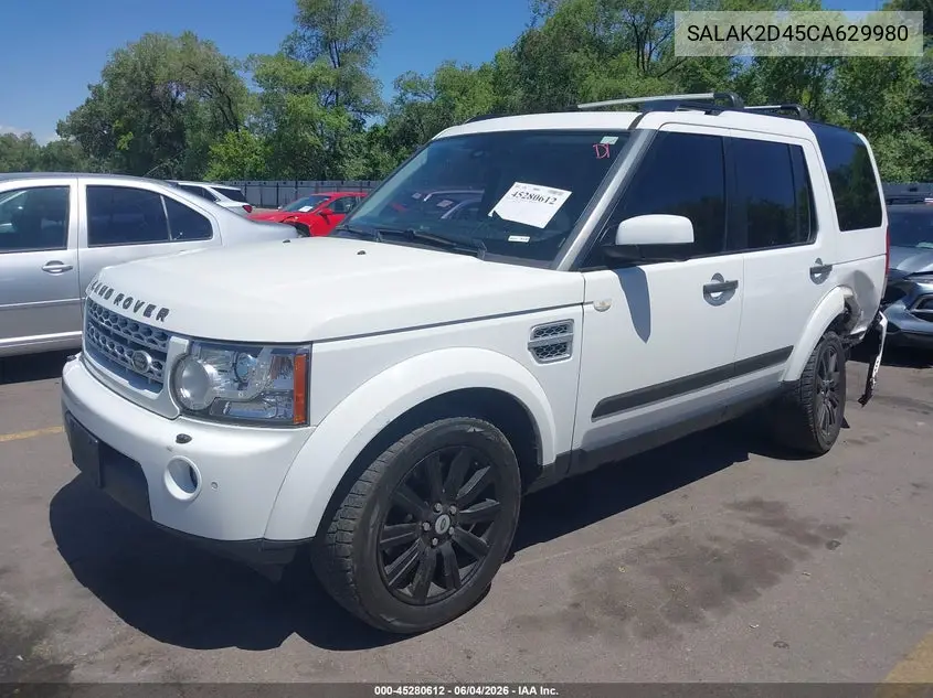 2012 Land Rover Lr4 VIN: SALAK2D45CA629980 Lot: 45280612