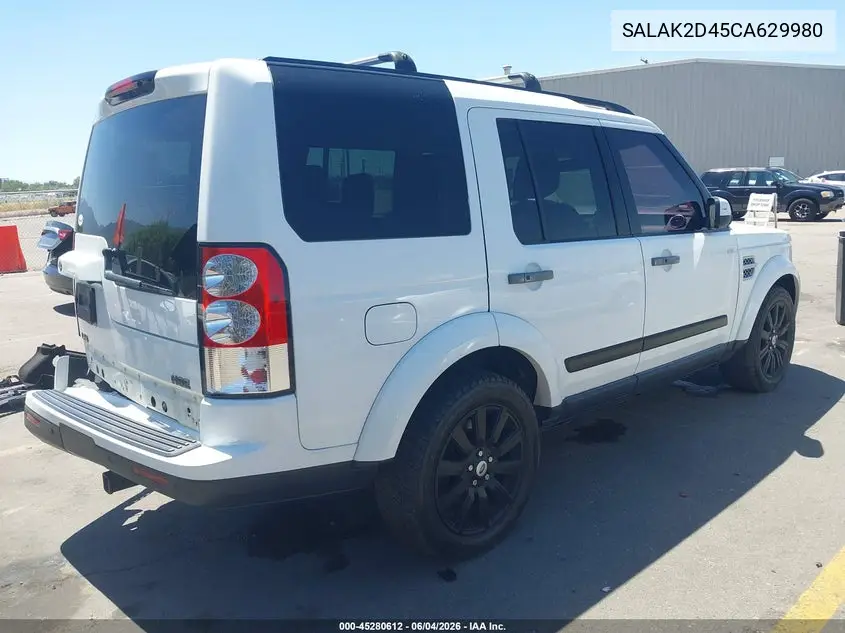2012 Land Rover Lr4 VIN: SALAK2D45CA629980 Lot: 45280612