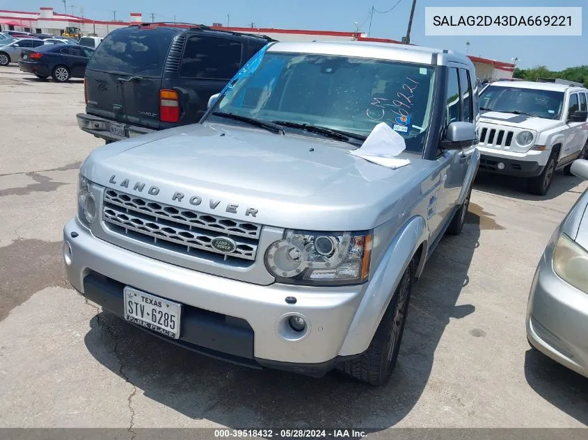 2013 Land Rover Lr4 Hse VIN: SALAG2D43DA669221 Lot: 39518432