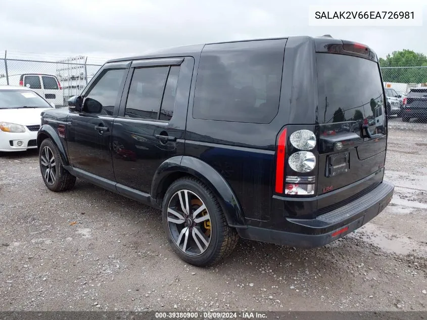 2014 Land Rover Lr4 VIN: SALAK2V66EA726981 Lot: 39380900