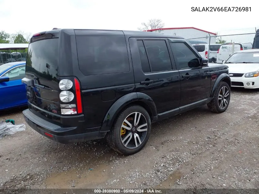 2014 Land Rover Lr4 VIN: SALAK2V66EA726981 Lot: 39380900