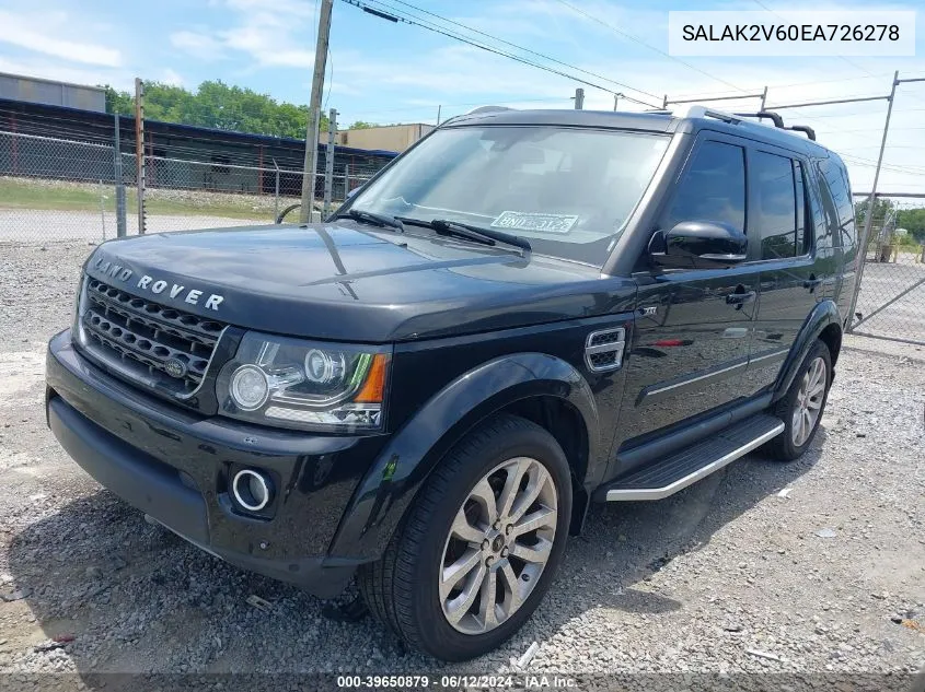 2014 Land Rover Lr4 VIN: SALAK2V60EA726278 Lot: 39650879