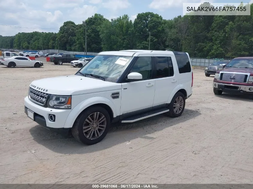 2015 Land Rover Lr4 VIN: SALAK2V66FA757455 Lot: 39681068