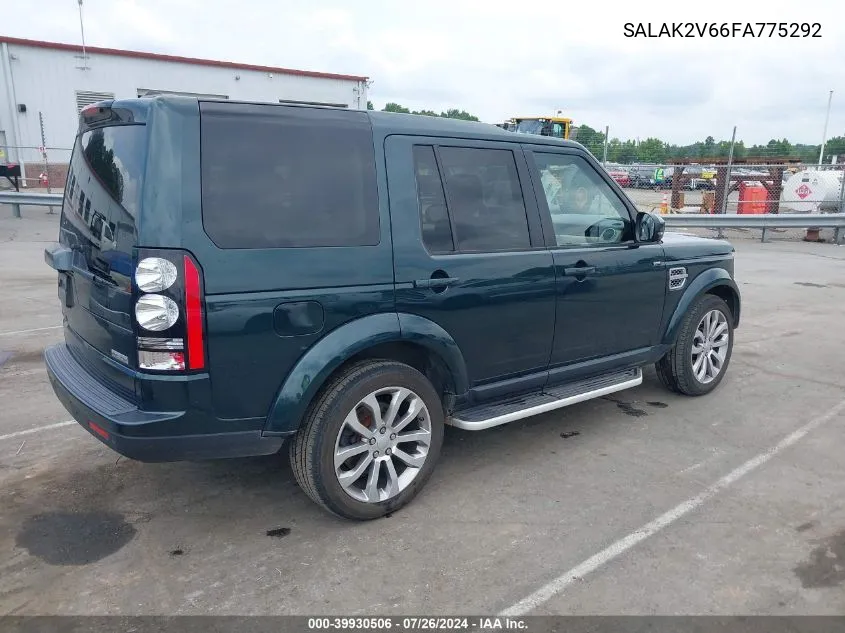 2015 Land Rover Lr4 VIN: SALAK2V66FA775292 Lot: 39930506