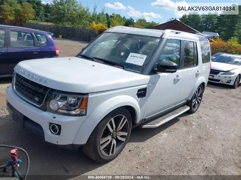 2016 Land Rover Lr4 VIN: SALAK2V63GA814034 Lot: 40094709