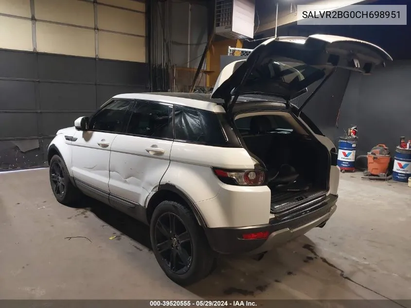 SALVR2BG0CH698951 2012 Land Rover Range Rover Evoque Pure Plus