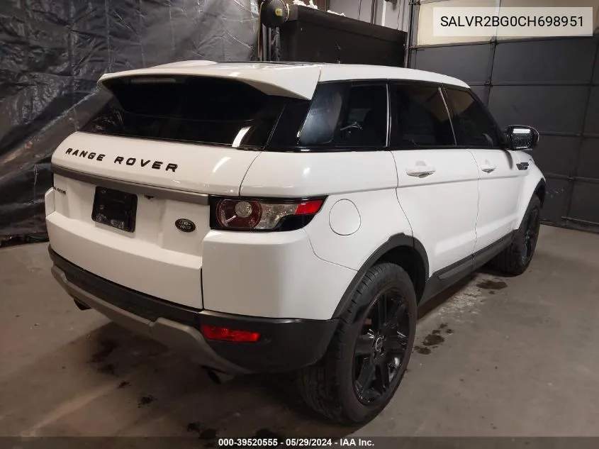 2012 Land Rover Range Rover Evoque Pure Plus VIN: SALVR2BG0CH698951 Lot: 39520555