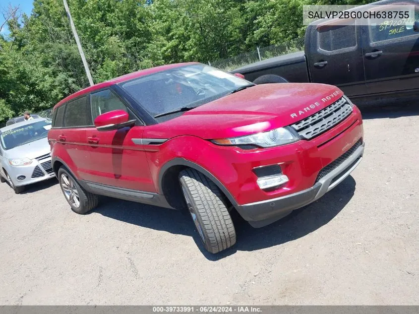 2012 Land Rover Range Rover Evoque Pure Plus VIN: SALVP2BG0CH638755 Lot: 39733991