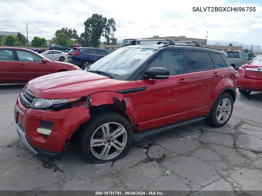 2012 Land Rover Range Rover Evoque VIN: SALVT2BGXCH696755 Lot: 39751793