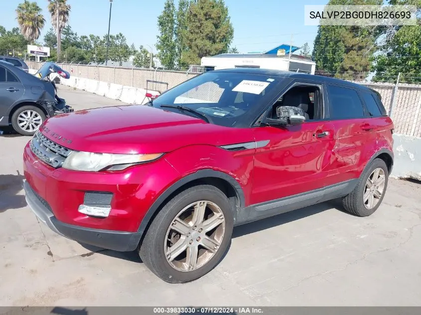 SALVP2BG0DH826693 2013 Land Rover Range Rover Evoque Pure Plus