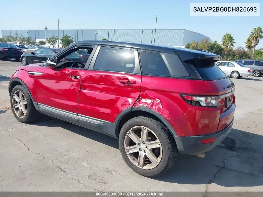 2013 Land Rover Range Rover Evoque Pure Plus VIN: SALVP2BG0DH826693 Lot: 39833030