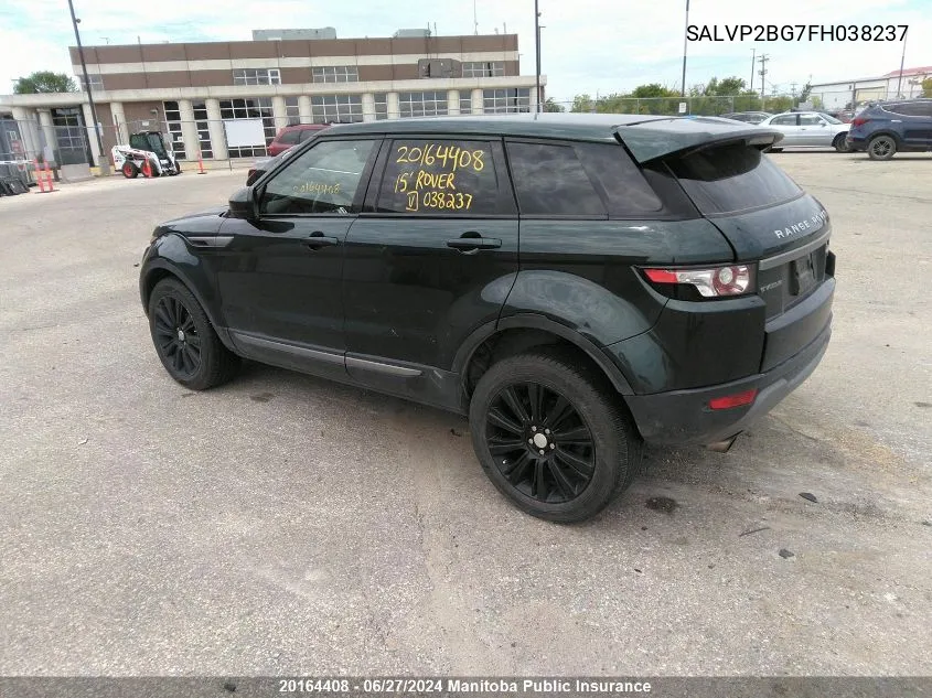 2015 Land Rover Range Rover Evoque VIN: SALVP2BG7FH038237 Lot: 20164408