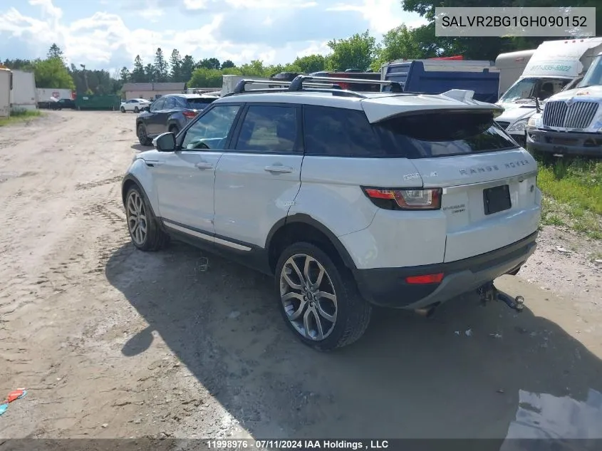 2016 Land Rover Range Rover Evoque Hse VIN: SALVR2BG1GH090152 Lot: 11998976