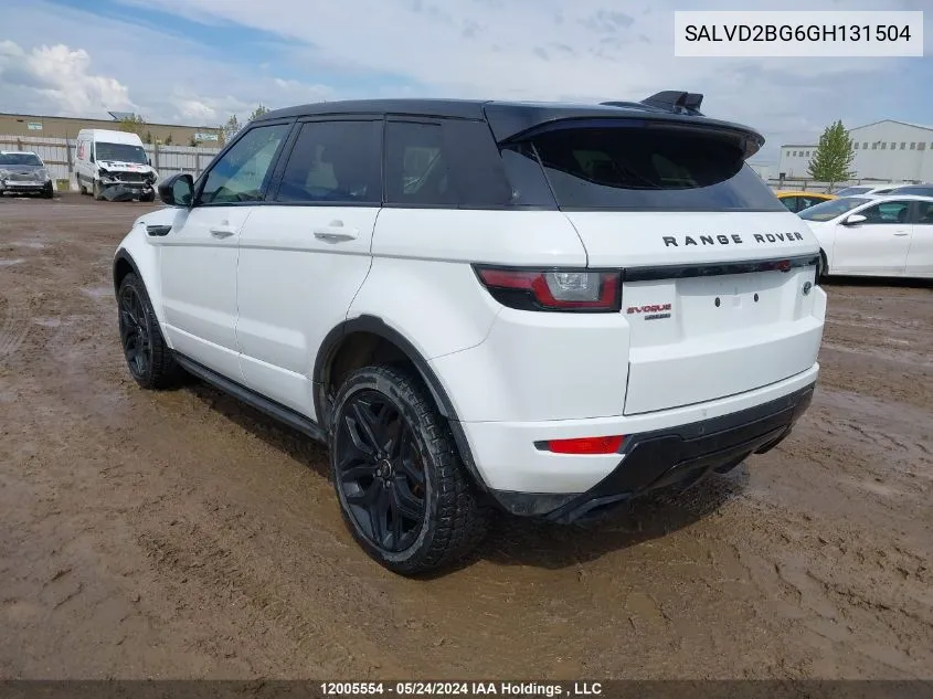 2016 Land Rover Range Rover Evoque VIN: SALVD2BG6GH131504 Lot: 12005554