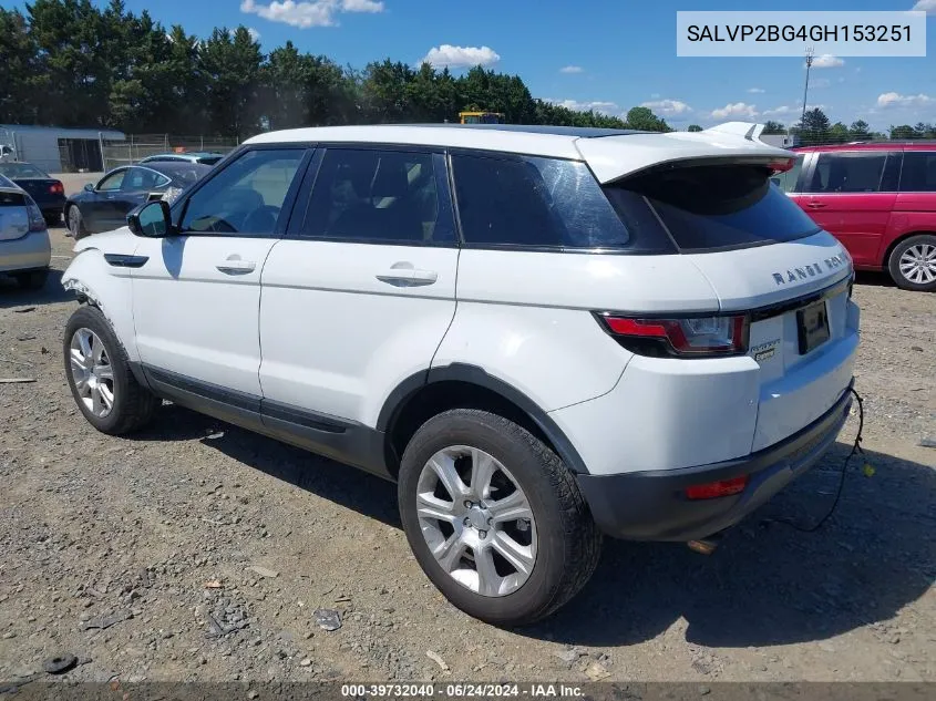 2016 Land Rover Range Rover Evoque Se/Se Premium VIN: SALVP2BG4GH153251 Lot: 39732040