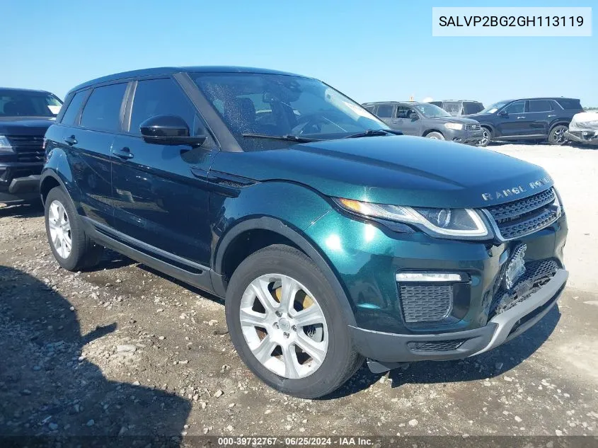 2016 Land Rover Range Rover Evoque Se VIN: SALVP2BG2GH113119 Lot: 39732767