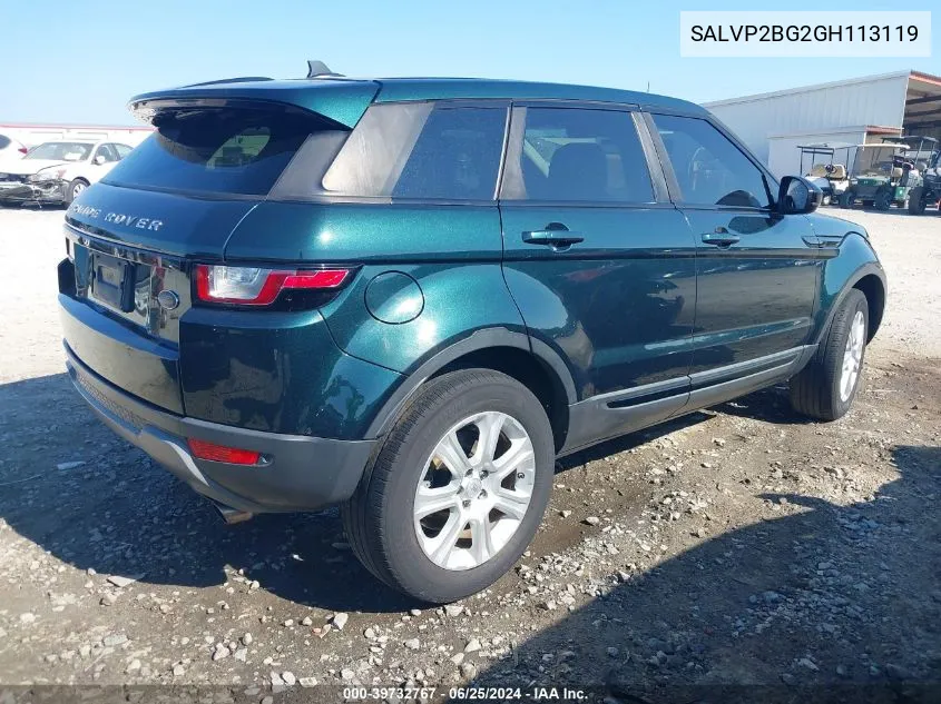 2016 Land Rover Range Rover Evoque Se VIN: SALVP2BG2GH113119 Lot: 39732767