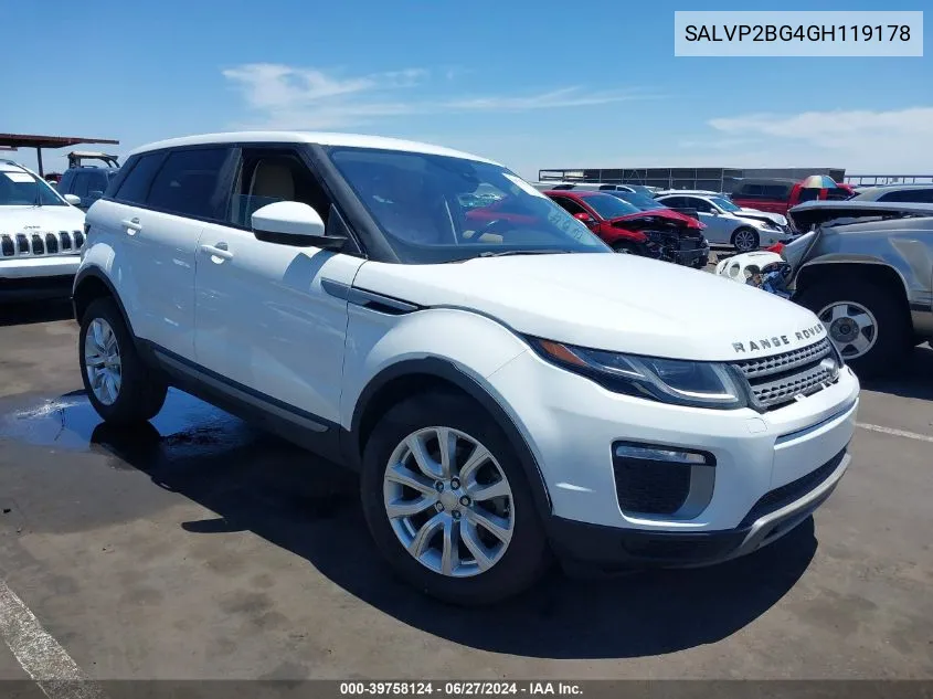 2016 Land Rover Range Rover Evoque Se/Se Premium VIN: SALVP2BG4GH119178 Lot: 39758124