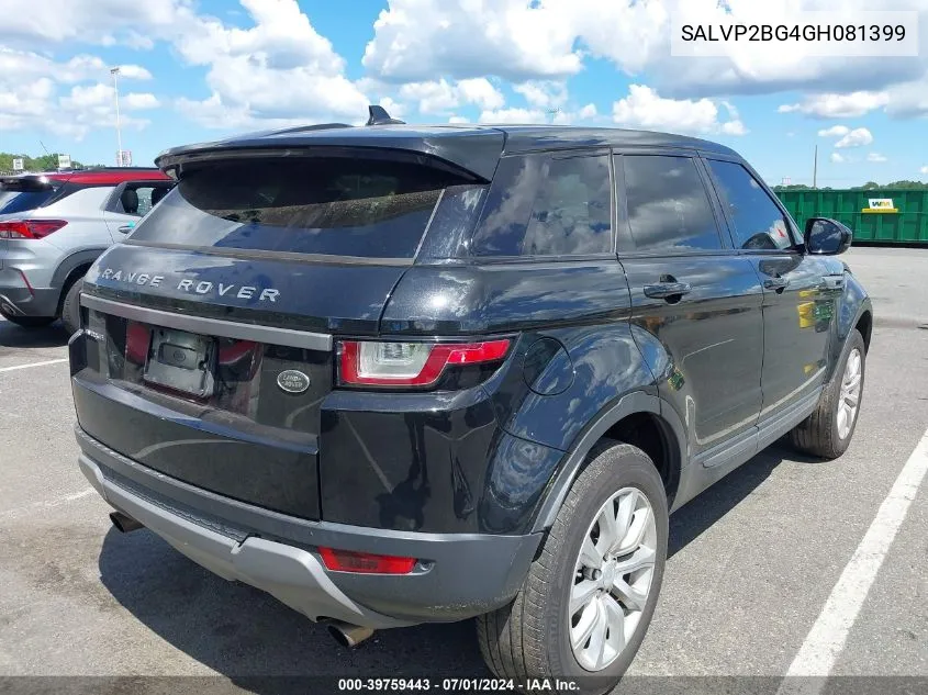 SALVP2BG4GH081399 2016 Land Rover Range Rover Evoque Se/Se Premium