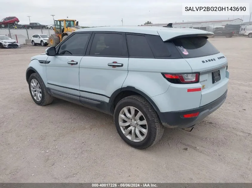 2016 Land Rover Range Rover Evoque Se VIN: SALVP2BG2GH143690 Lot: 40017226