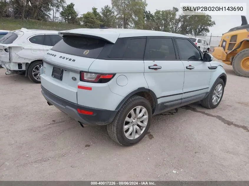 2016 Land Rover Range Rover Evoque Se VIN: SALVP2BG2GH143690 Lot: 40017226