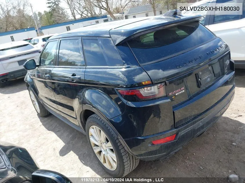 SALVD2BGXHH180030 2017 Land Rover Range Rover Evoque Hse Dynamic