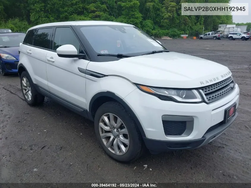 2017 Land Rover Range Rover Evoque Se/Se Premium VIN: SALVP2BGXHH192945 Lot: 39454192