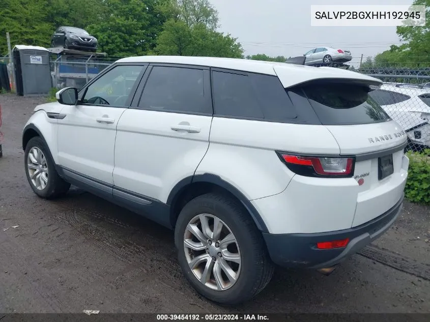 2017 Land Rover Range Rover Evoque Se/Se Premium VIN: SALVP2BGXHH192945 Lot: 39454192