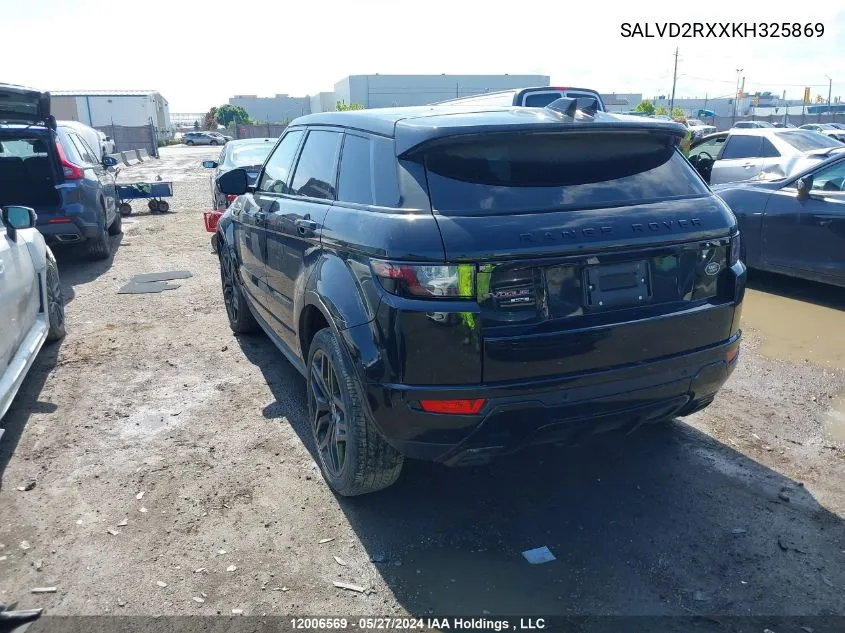 2019 Land Rover Range Rover Evoque VIN: SALVD2RXXKH325869 Lot: 12006569