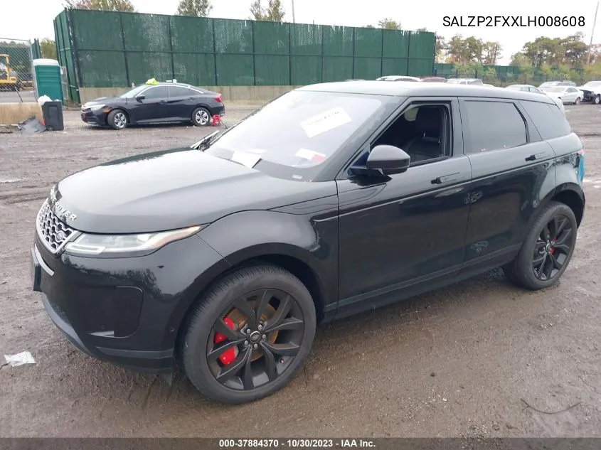 2020 Land Rover Range Rover Evoque Se VIN: SALZP2FXXLH008608 Lot: 37884370