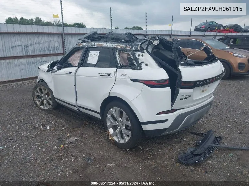 2020 Land Rover Range Rover Evoque Se VIN: SALZP2FX9LH061915 Lot: 39517224