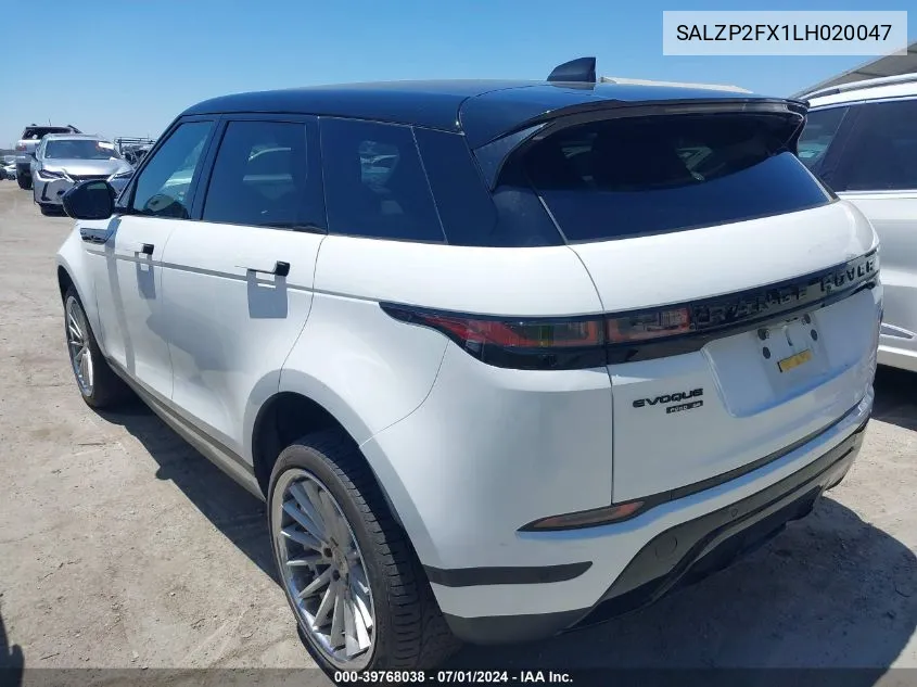 2020 Land Rover Range Rover Evoque Se VIN: SALZP2FX1LH020047 Lot: 39768038