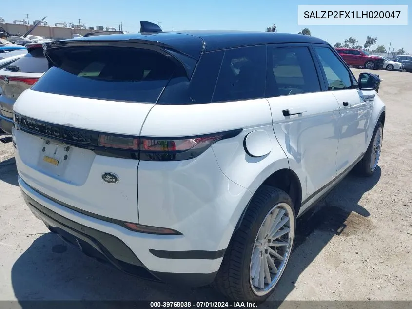 2020 Land Rover Range Rover Evoque Se VIN: SALZP2FX1LH020047 Lot: 39768038