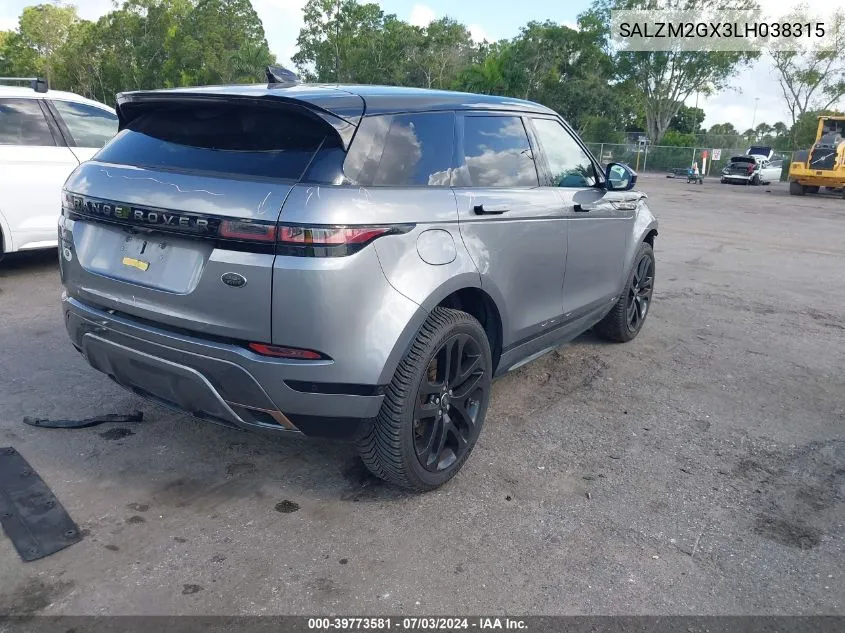 2020 Land Rover Range Rover Evoque Hse VIN: SALZM2GX3LH038315 Lot: 39773581