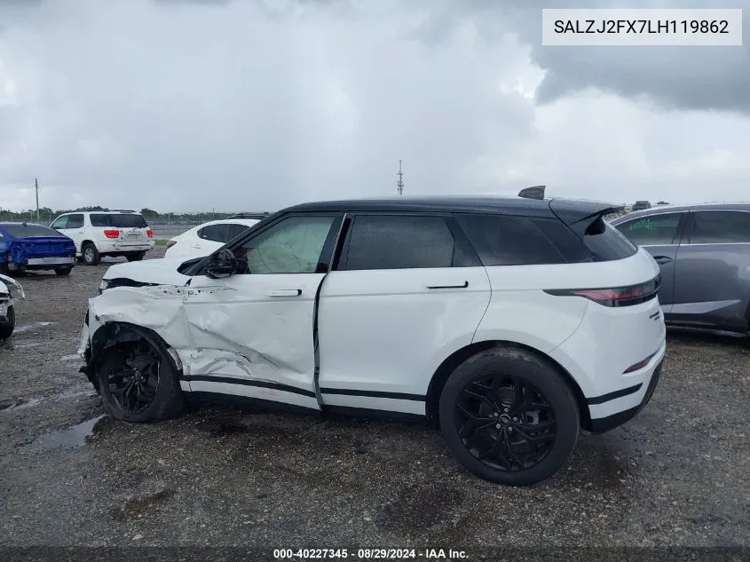 2020 Land Rover Range Rover Evoque S VIN: SALZJ2FX7LH119862 Lot: 40227345