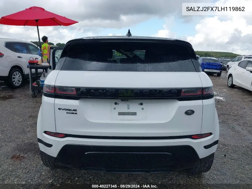 2020 Land Rover Range Rover Evoque S VIN: SALZJ2FX7LH119862 Lot: 40227345