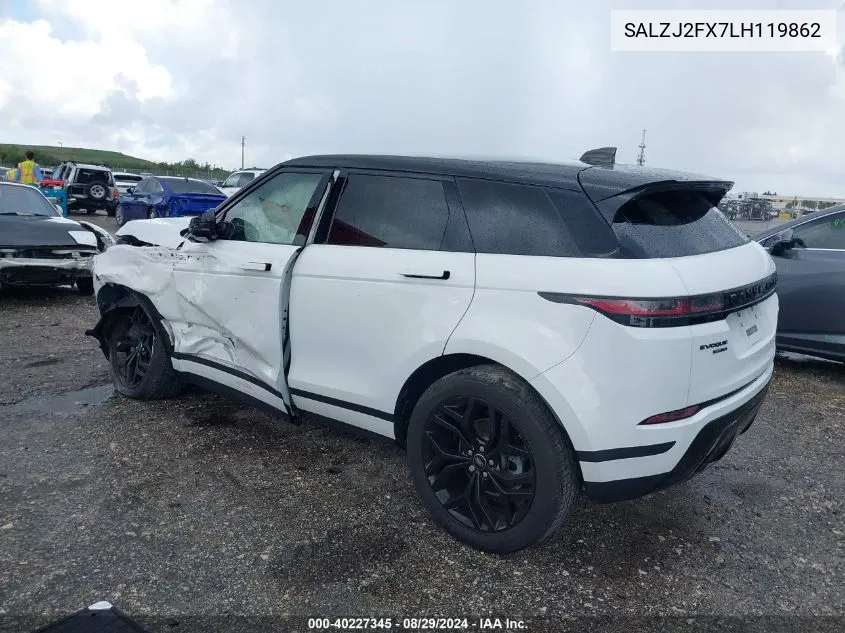 2020 Land Rover Range Rover Evoque S VIN: SALZJ2FX7LH119862 Lot: 40227345