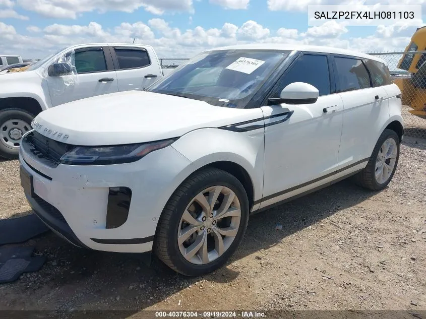 SALZP2FX4LH081103 2020 Land Rover Range Rover Evoque Se