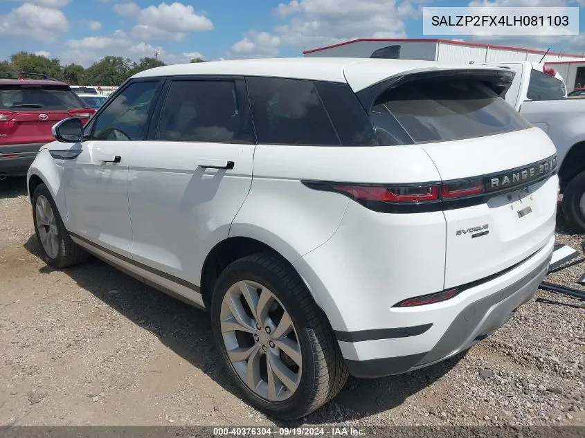 SALZP2FX4LH081103 2020 Land Rover Range Rover Evoque Se