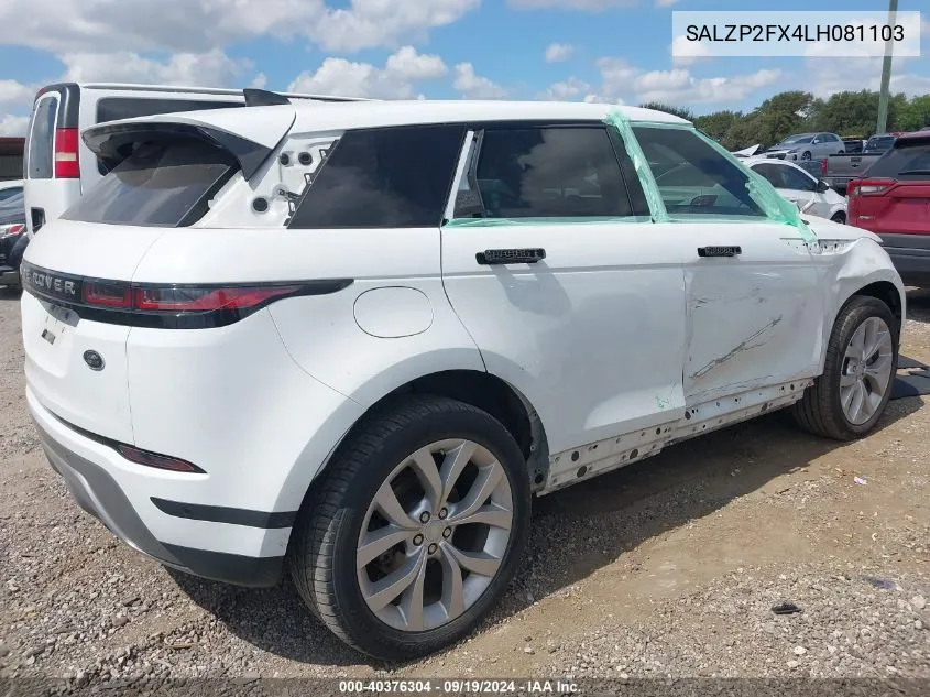 2020 Land Rover Range Rover Evoque Se VIN: SALZP2FX4LH081103 Lot: 40376304