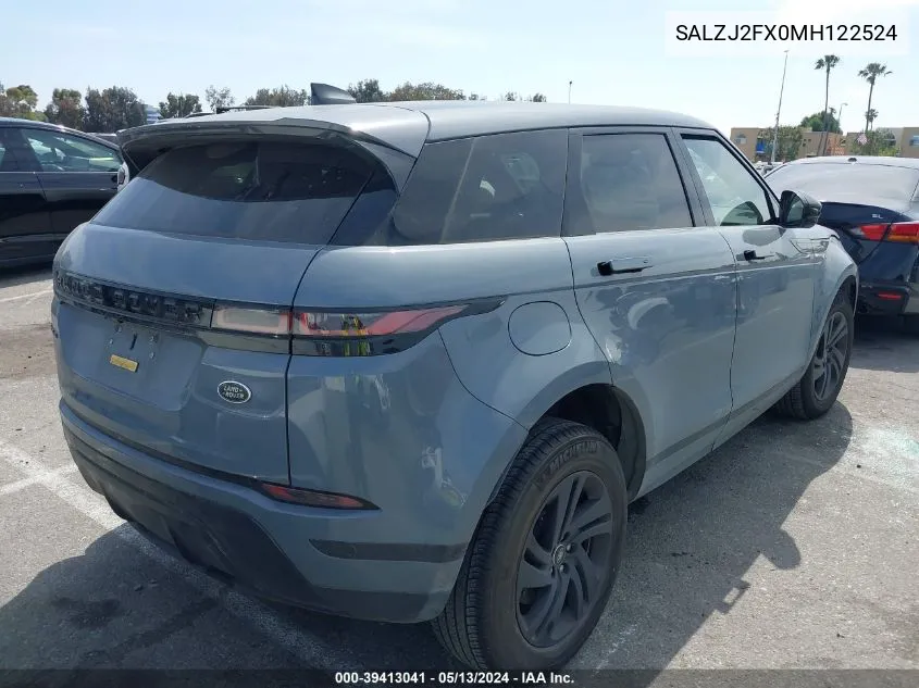 SALZJ2FX0MH122524 2021 Land Rover Range Rover Evoque S